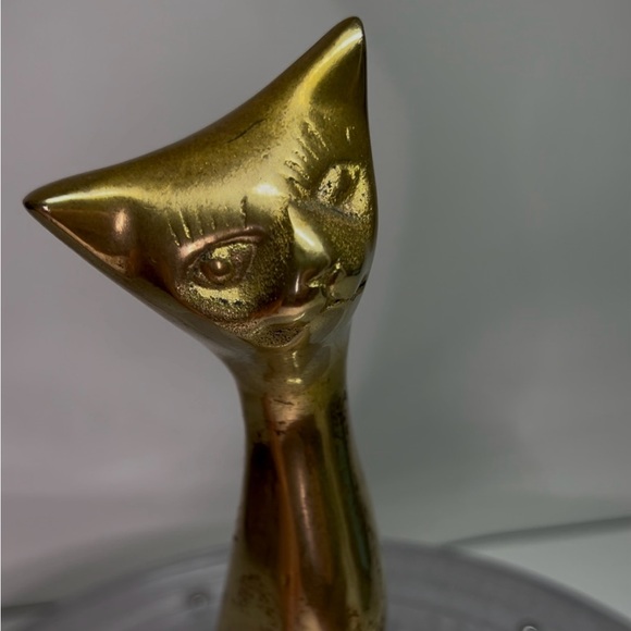 Vintage Solid Brass Cat Figurine - Picture 3 of 9
